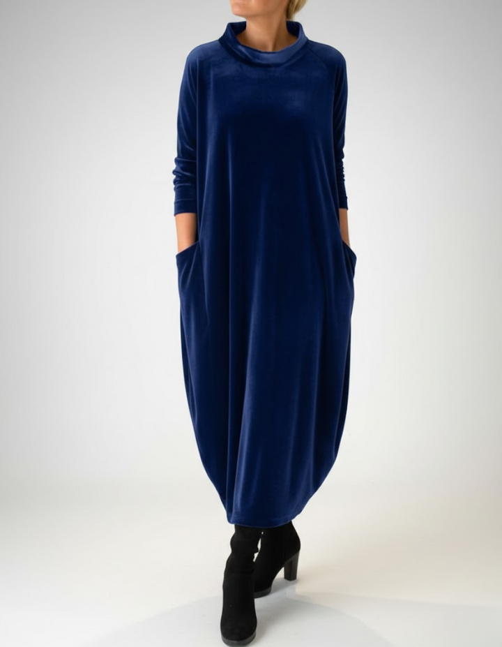 Françoise | Robe douce à col montant avec poches – Élégance confortable