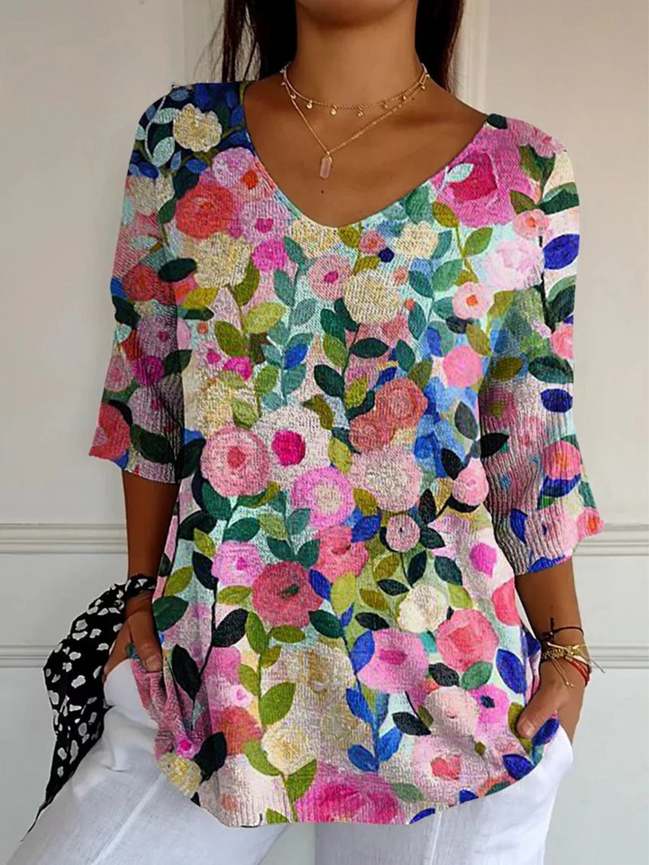Florence | Pull en tricot imprimé floral coloré pour femmes