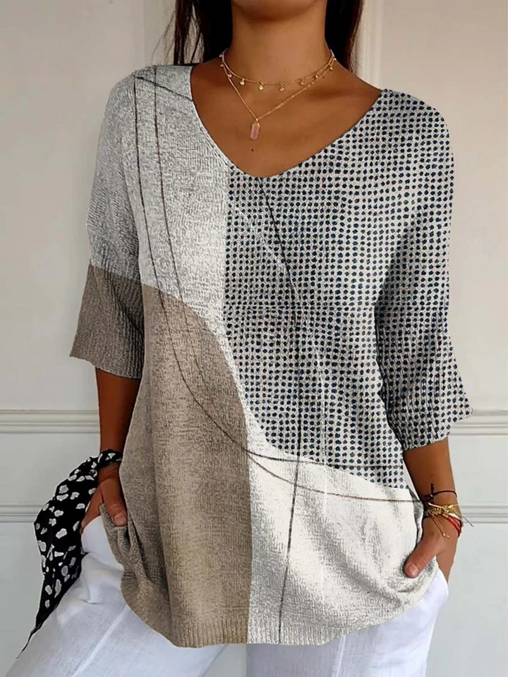 Ysabelle | Pull en Tricot Casual avec Motif Géométrique Abstrait pour Femmes