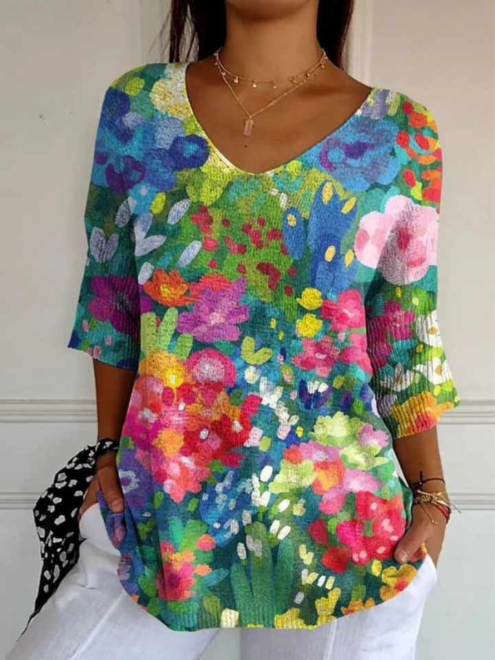 Viviane | Pull en tricot floral vintage pour femmes