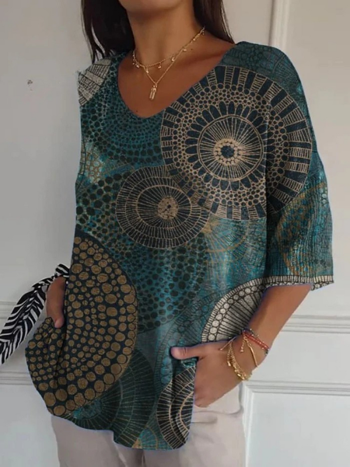 Paola | Pull Vintage Femme Totem Circulaire Géométrie Abstraite