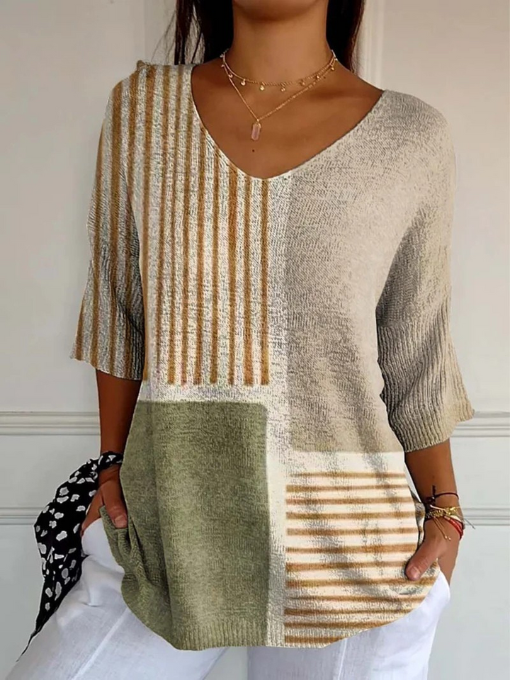 Geneviève | Pull en tricot décontracté avec motif géométrique abstrait pour femmes