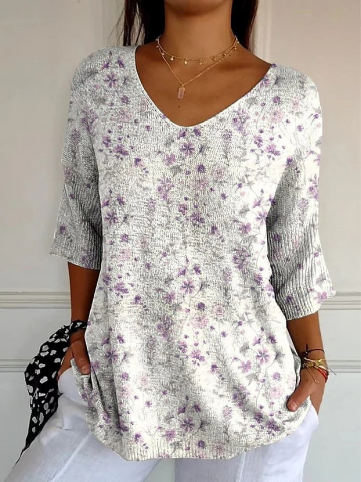 Adélaïde | Pull en maille casual floral vintage pour femmes