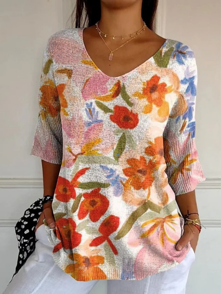 Sofie | Pull en maille décontracté floral vintage pour femmes