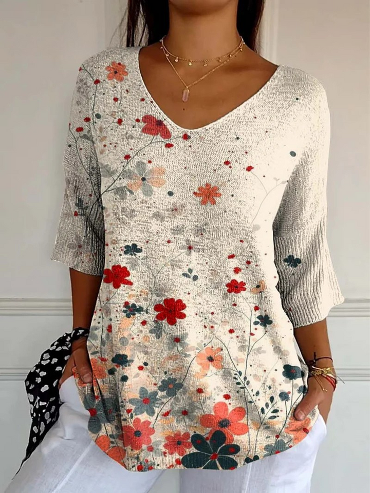 Sabine | Pull en tricot décontracté avec motif floral vintage pour femmes