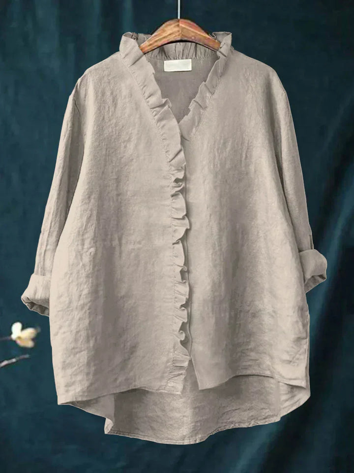 Malika | Blouse en Coton et Lin avec Volants