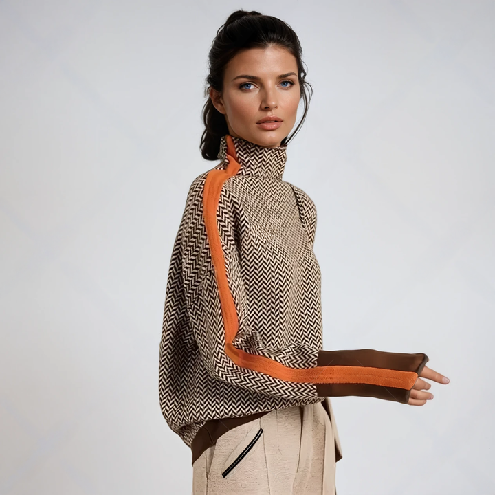 Clara | Pull à Col Roulé à Rayures Contrastées