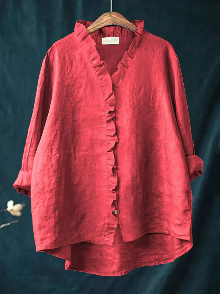 Malika | Blouse en Coton et Lin avec Volants