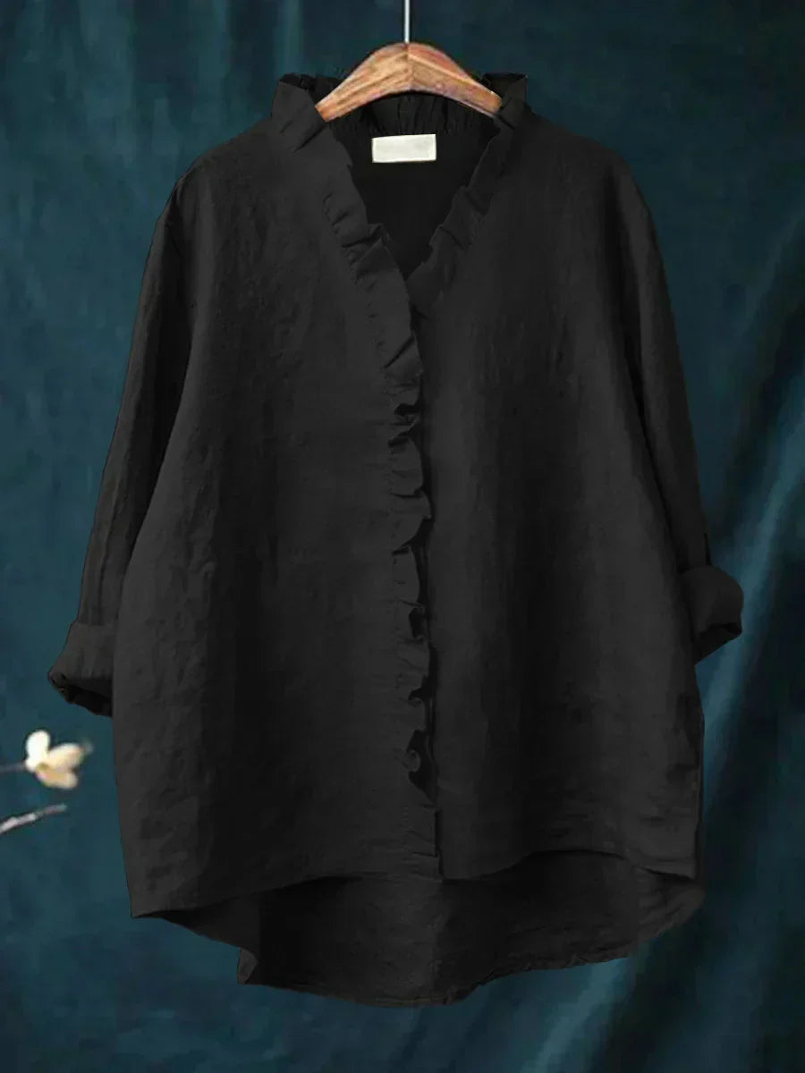 Malika | Blouse en Coton et Lin avec Volants