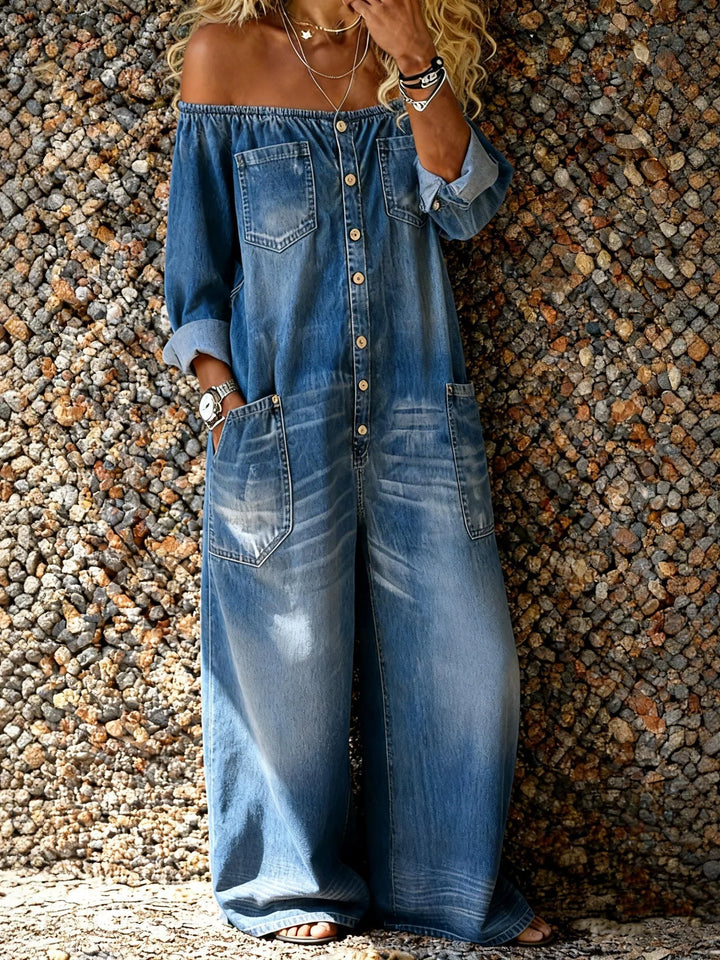 Noa | Combinaison en Jean avec Encolure Off-Shoulder