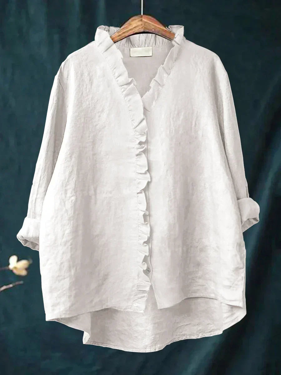 Malika | Blouse en Coton et Lin avec Volants