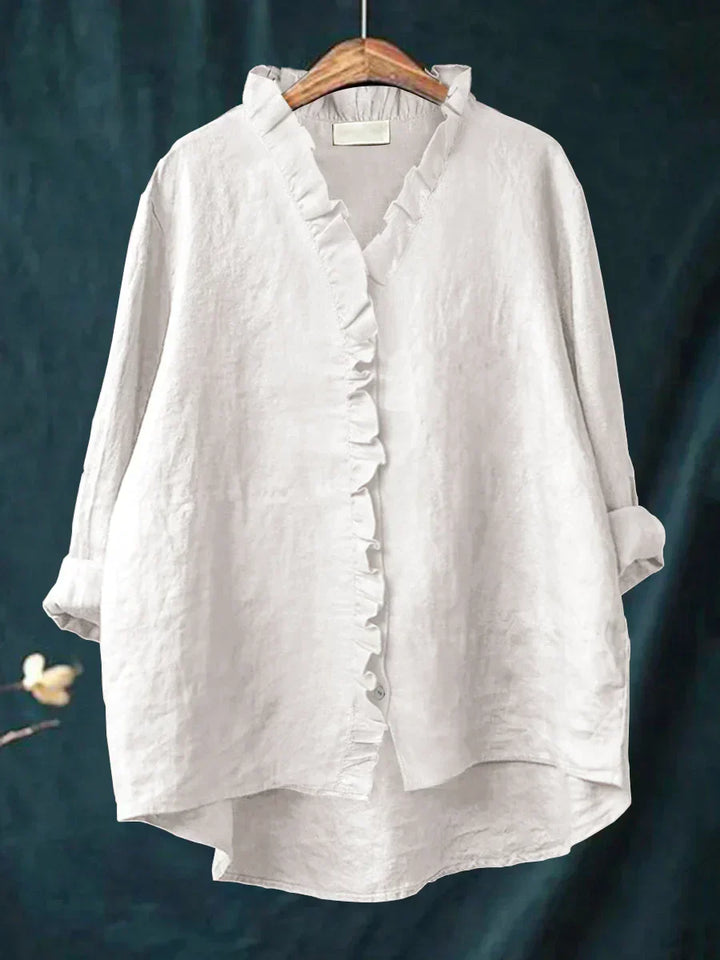 Malika | Blouse en Coton et Lin avec Volants