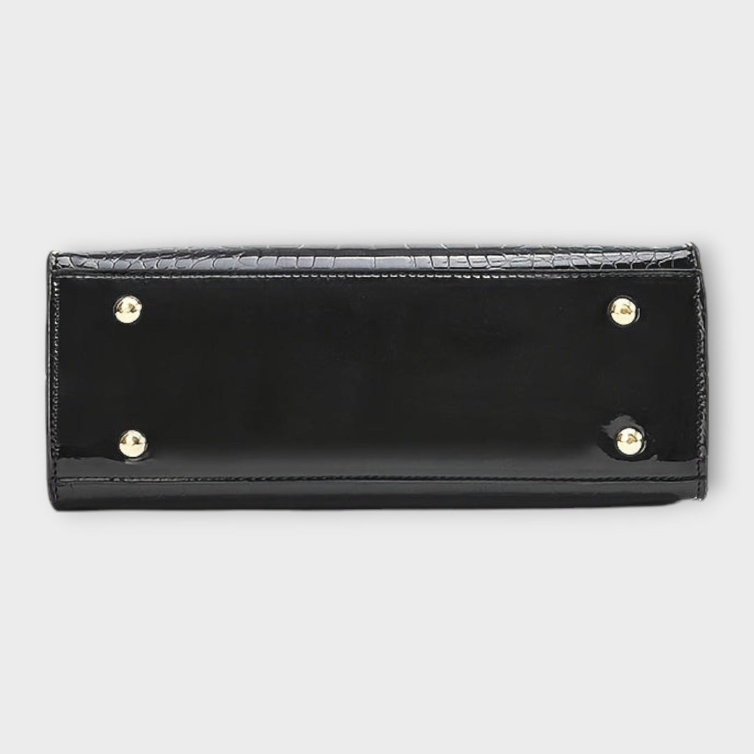 Léa | Sac à main en cuir croco brillant