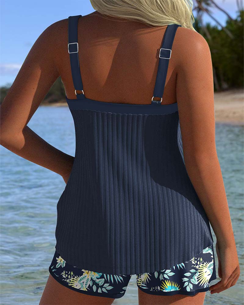 Lana | Tankini rayé avec short de plage assorti