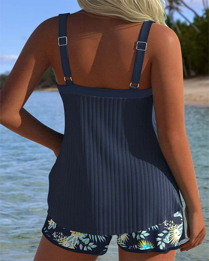 Lana | Tankini rayé avec short de plage assorti
