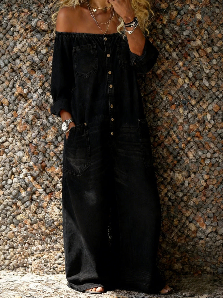 Noa | Combinaison en Jean avec Encolure Off-Shoulder
