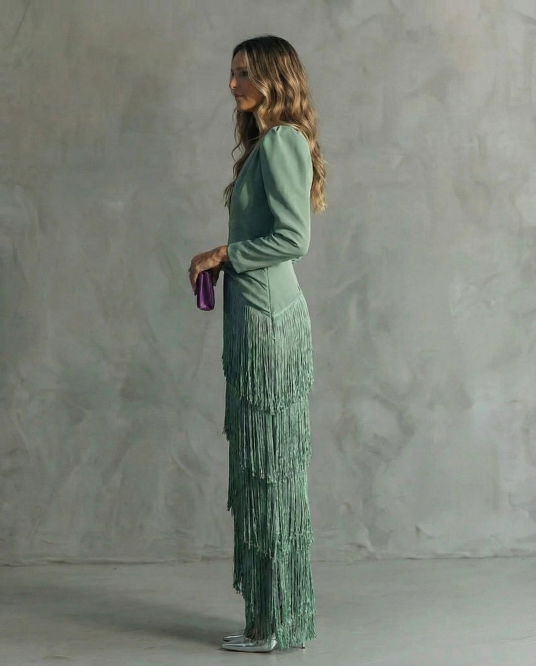 Charlotte | Robe midi élégante avec manches à franges