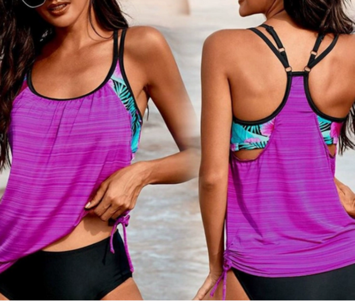 Augustus | Tankini uni avec motif léopard