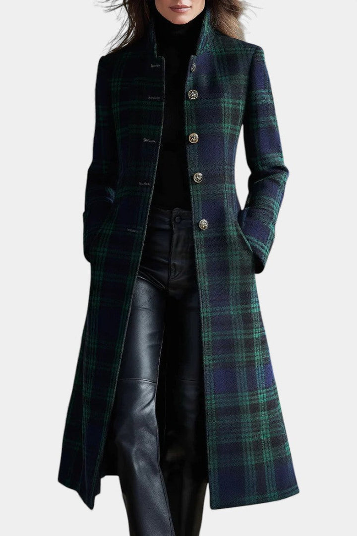 Madeleine | Manteau mi-long carreaux élégant