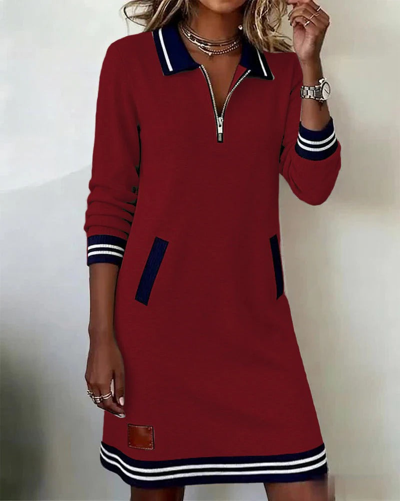 Lilou | Robe Sweatshirt à Col Zippé
