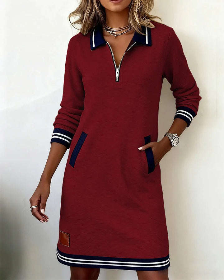 Lilou | Robe Sweatshirt à Col Zippé