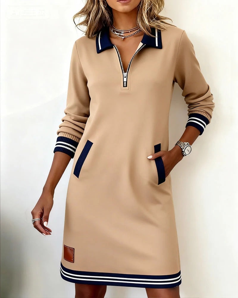 Lilou | Robe Sweatshirt à Col Zippé