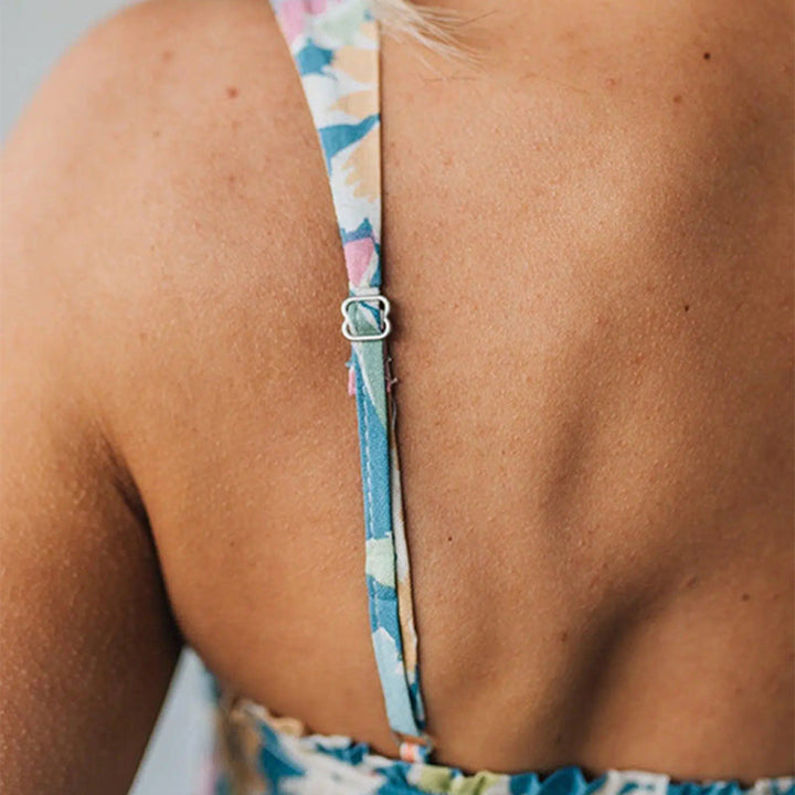 Floryn | Robe Maxi Florale à Corsage Froncé et Bretelles Ajustables