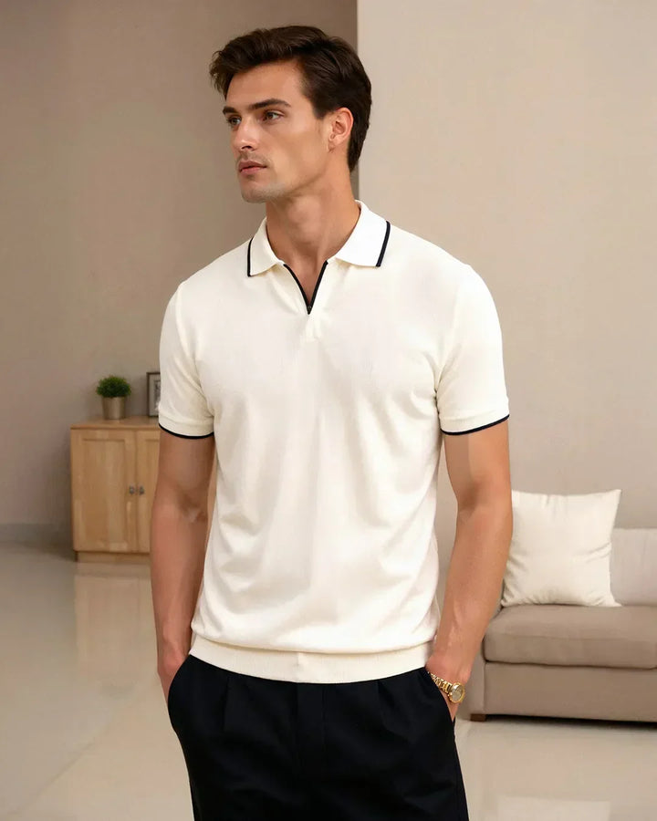 Damien | Polo Sur Mesure En Piqué Avec Détails Contrastants